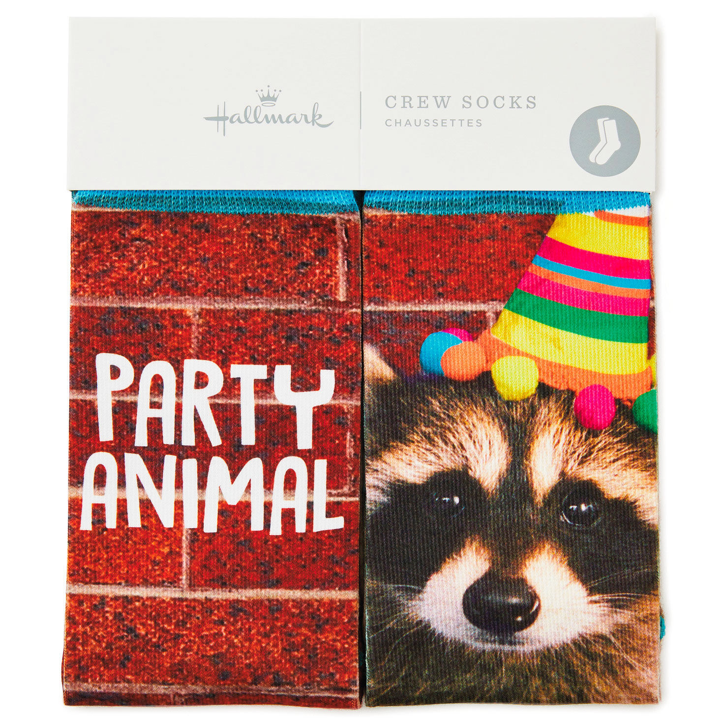 Party Animal Raccoon Novelty Crew Socks  image number 2