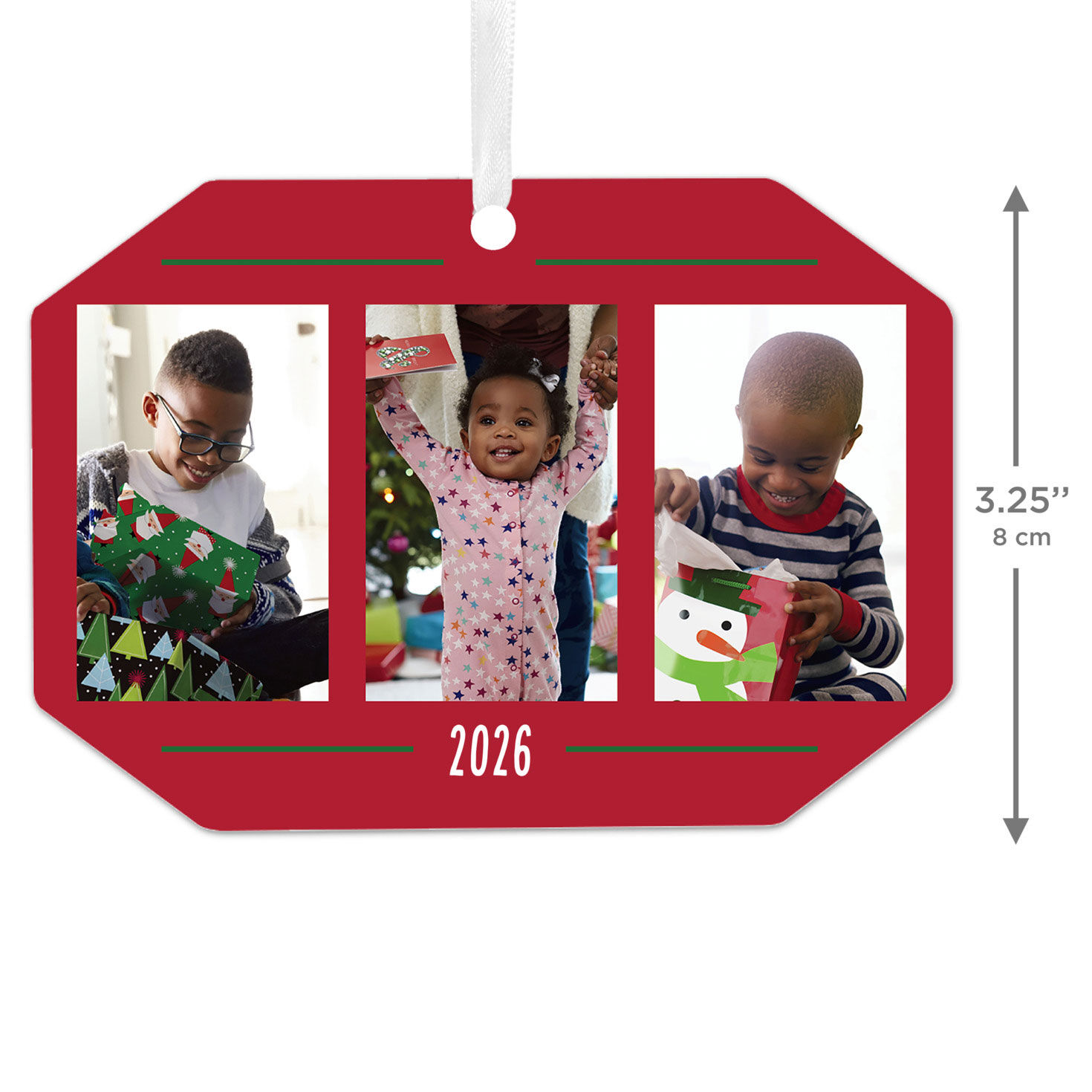 Three-Photo Personalized Christmas Ornament measurement image number 3