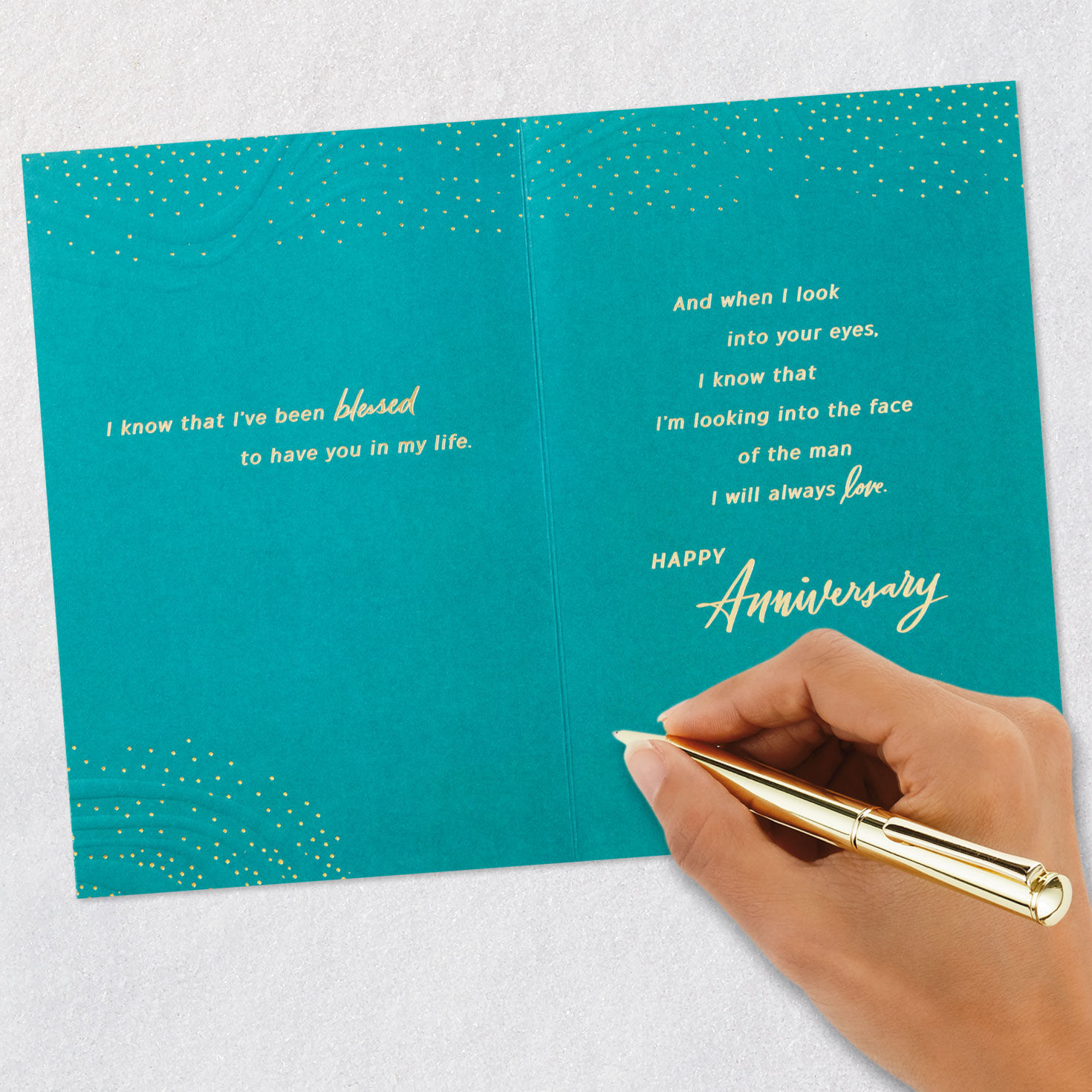 Teal Waves Romantic Anniversary Card for Husband Signing card image number 8