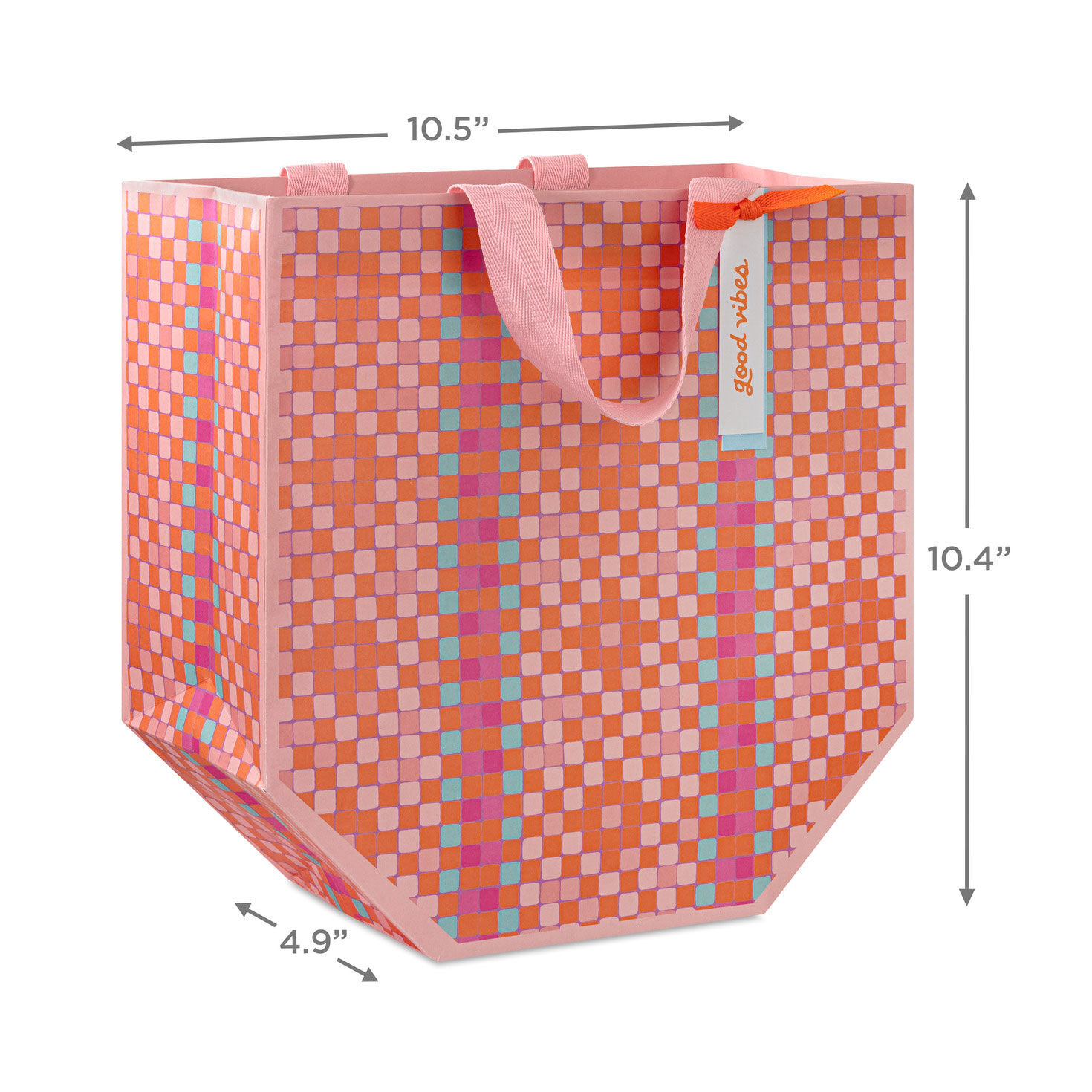 Woven Orange and Pink Large Gift Bag measurement image number 3