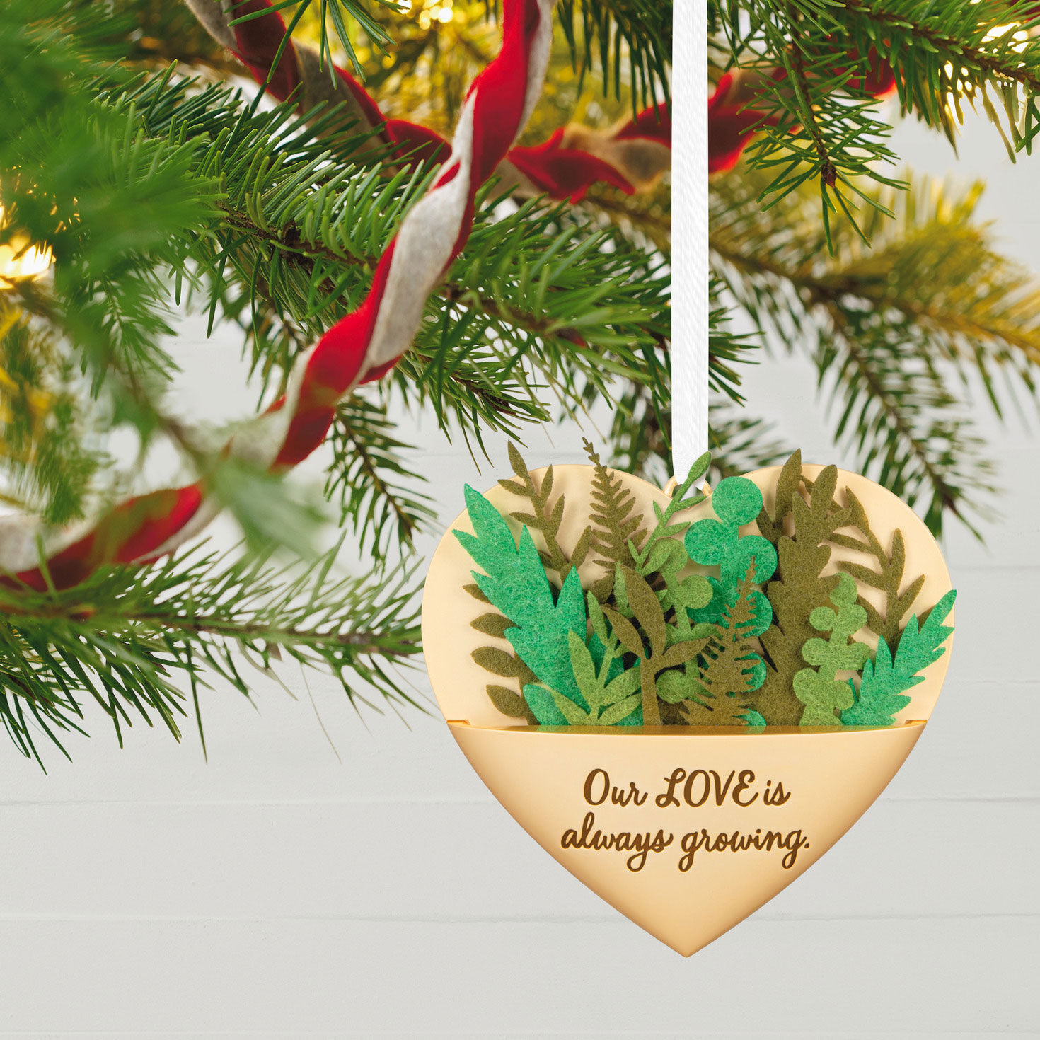 Growing In Love Metal Fabric Ornament Keepsake Ornaments