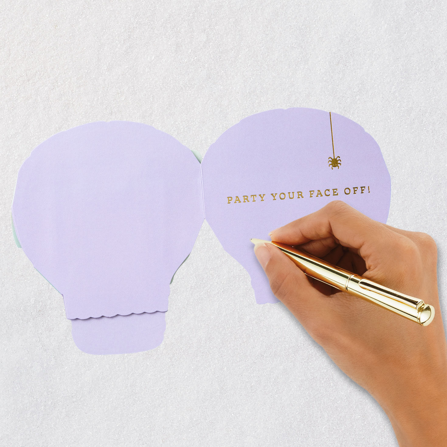 Party Your Face Off Mummy Paper Craft Halloween Card Signing card image number 6