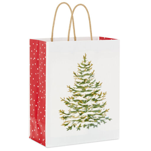 9.6" Snowy Evergreen Medium Christmas Gift Bag, 