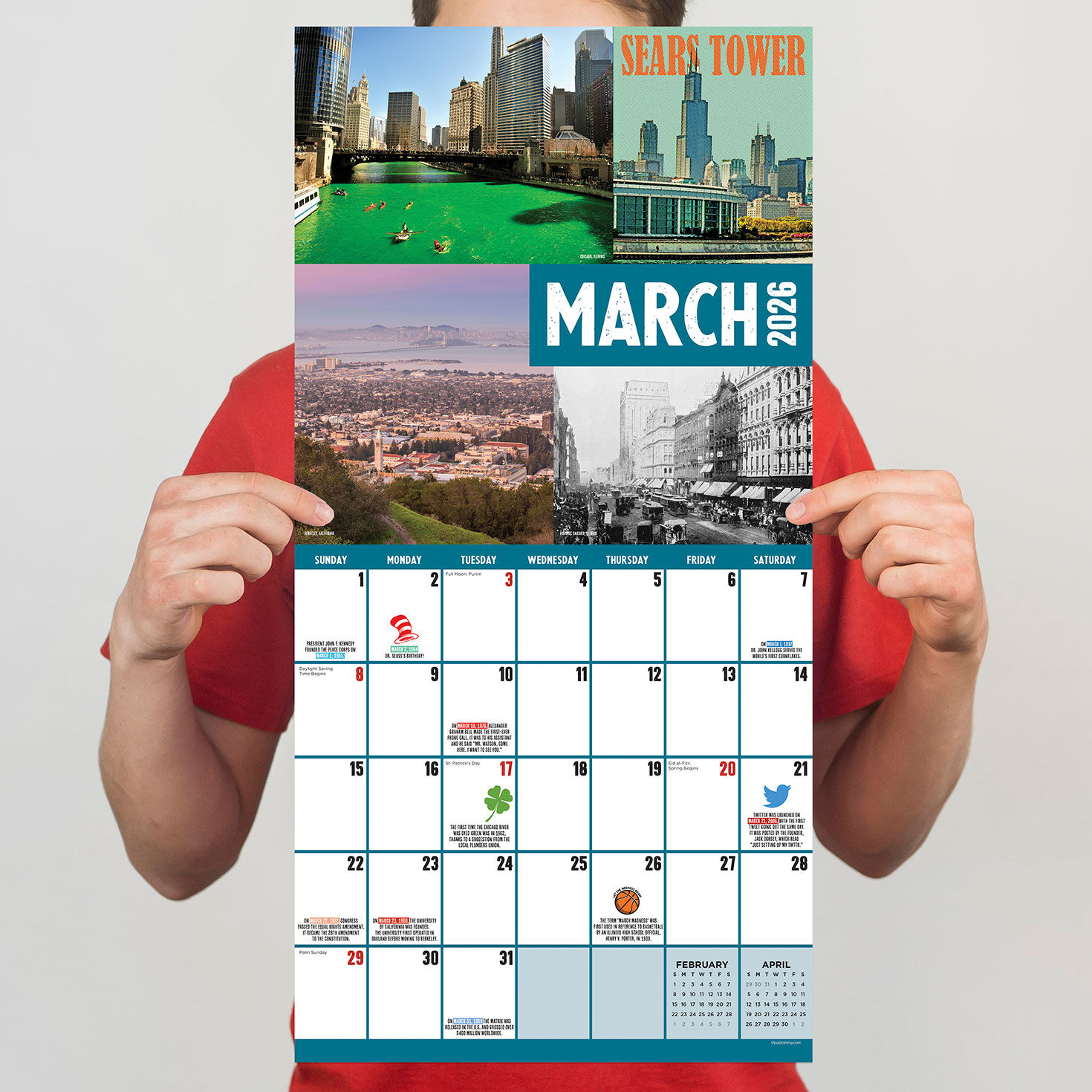 250 Years of USA American Icons 2026 Wall Calendar hand holding item image number 3