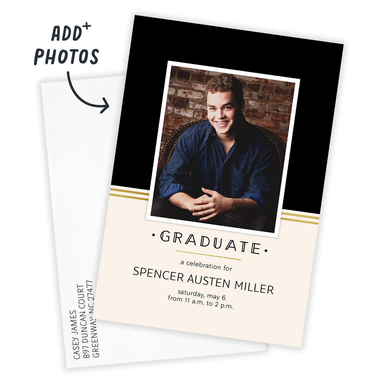 Black Art Deco Personalized Graduation Invitation  image number 2