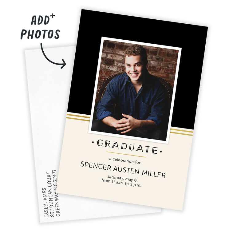 Black Art Deco Personalized Graduation Invitation  image number 2