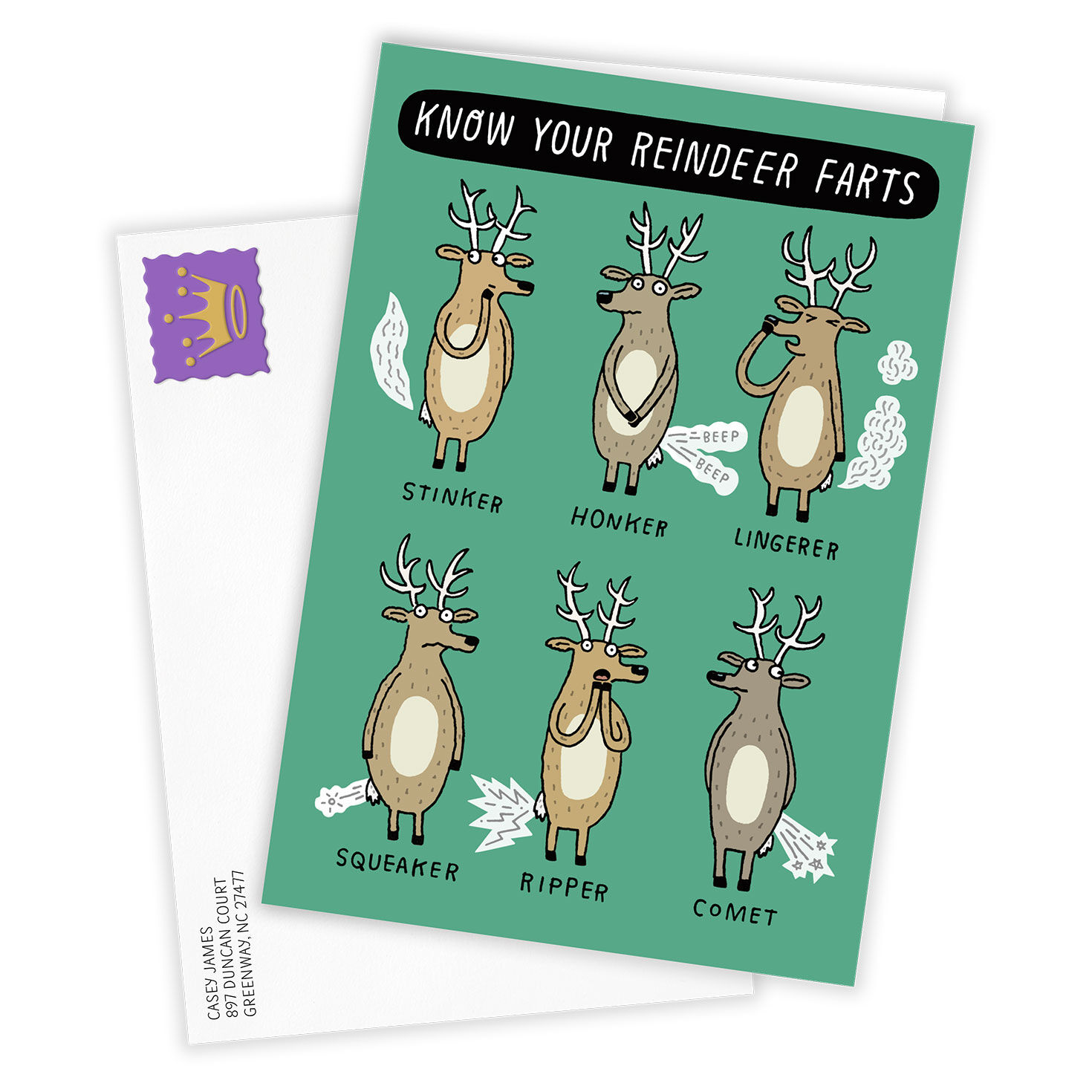 Reindeer Farts Funny Custom Christmas Card, , large image number 2
