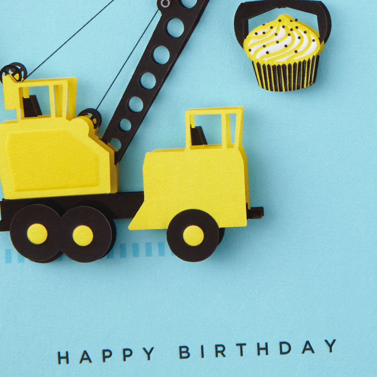 Yellow Construction Vehicles Kids Birthday Card Card Front Detail image number 4