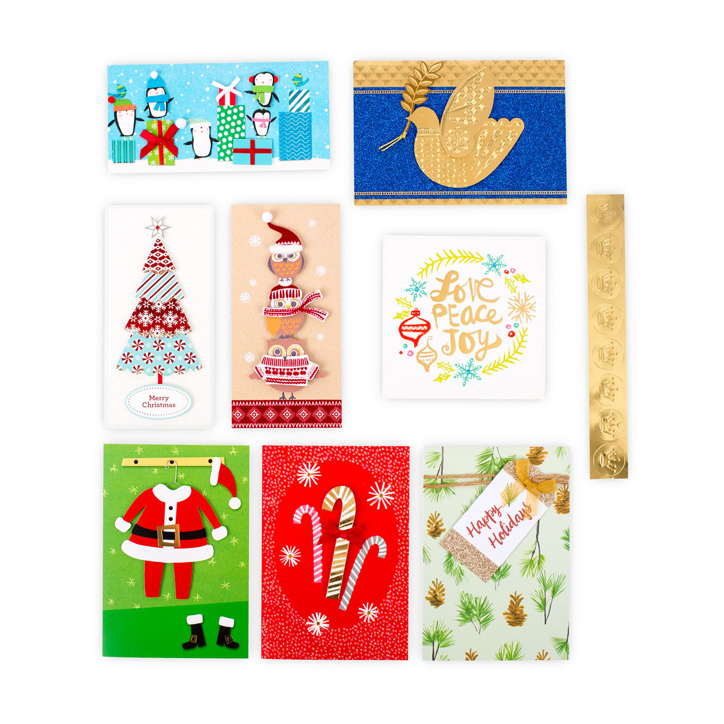Handmade Christmas Card Assortment in Designed Box fronts with gold seals image number 5