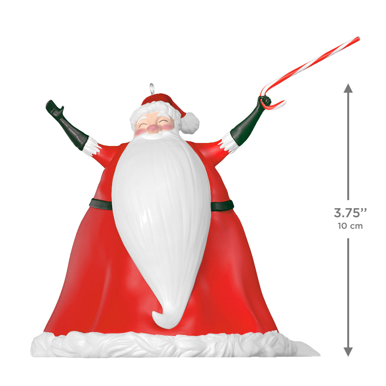 Santa Claus With Candy Cane Keepsake Ornament measurement image number 3
