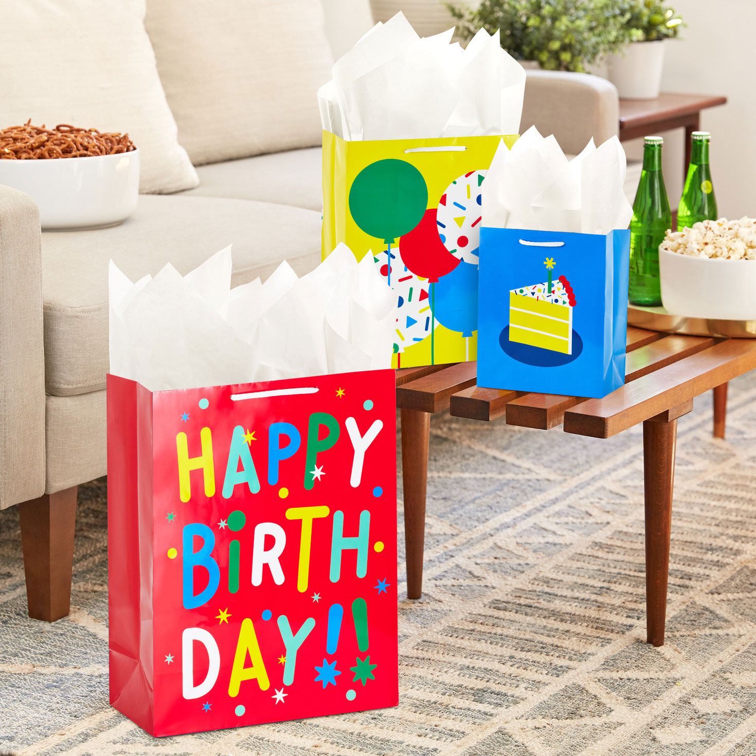 Variety Pack of Colorful Birthday and Baby Gift Bags in use image number 2