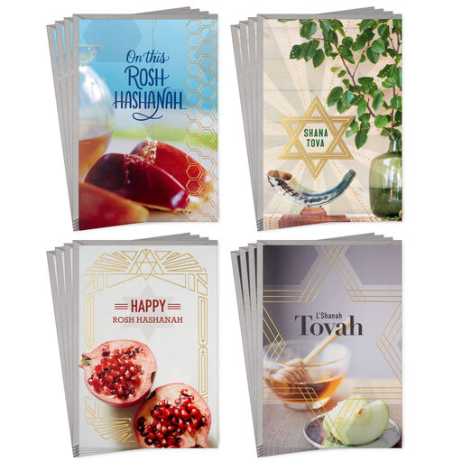 A Sweet Year Boxed Rosh Hashanah Cards Assortment, Pack of 16, 