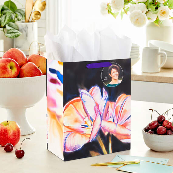 13" ArtLifting Peach Flowers by Rhi Wilde Large Gift Bag, , large image number 2