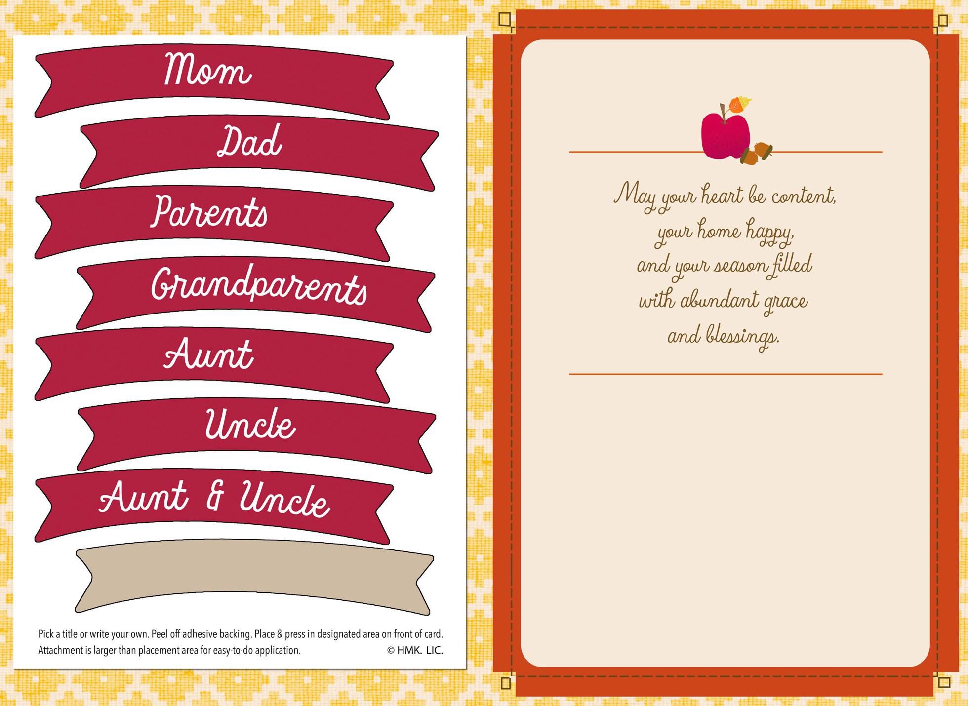 Cornucopia Thanksgiving Card with Customizable Family Recipient Stickers
