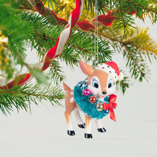 Retro Reindeer Porcelain Ornament, 