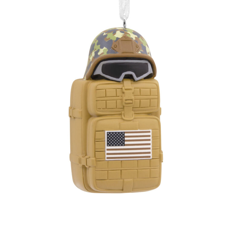 Military Helmet on Suitcase Hallmark Ornament