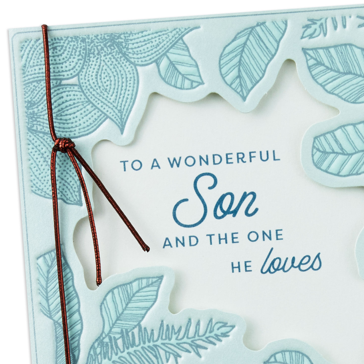 Blue Leaves Anniversary Card for Son and Partner Card Front Detail image number 5