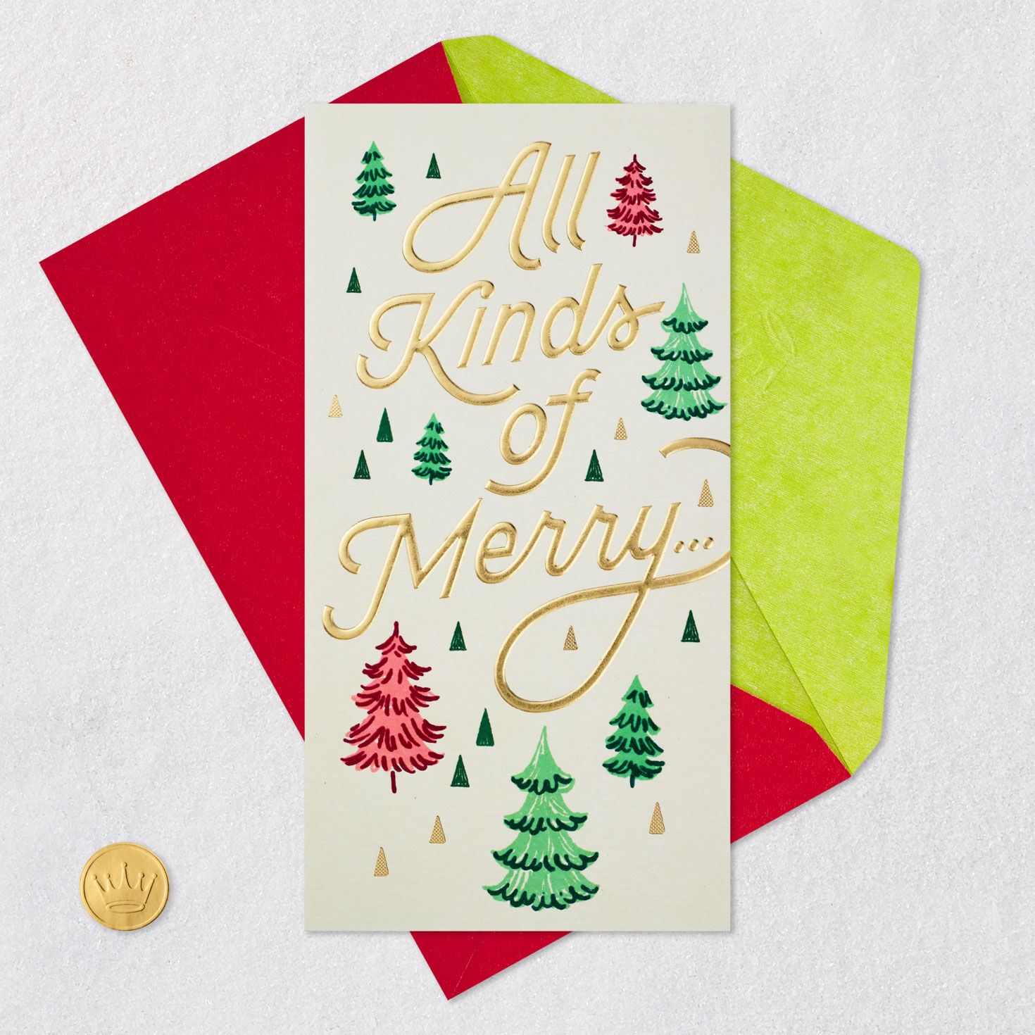 Elegant Christmas Tree Money Holder Christmas Card Card Front with Envelope and Gold Seal image number 7