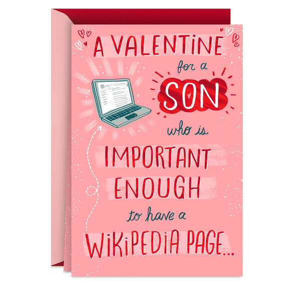 Important, Talented, Cool Funny Valentine's Day Card for Son, , large image number 1
