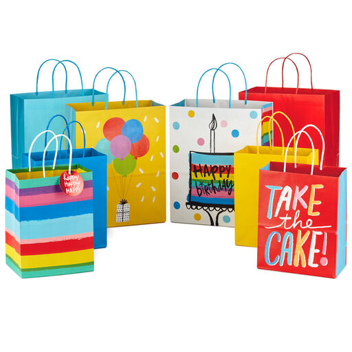 Birthday Cheer 8-Pack Assorted Gift Bags, 