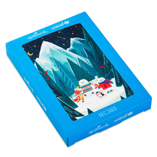 UNICEF Yeti and Friends Ice Skating Boxed Christmas Cards, Pack of 12, 