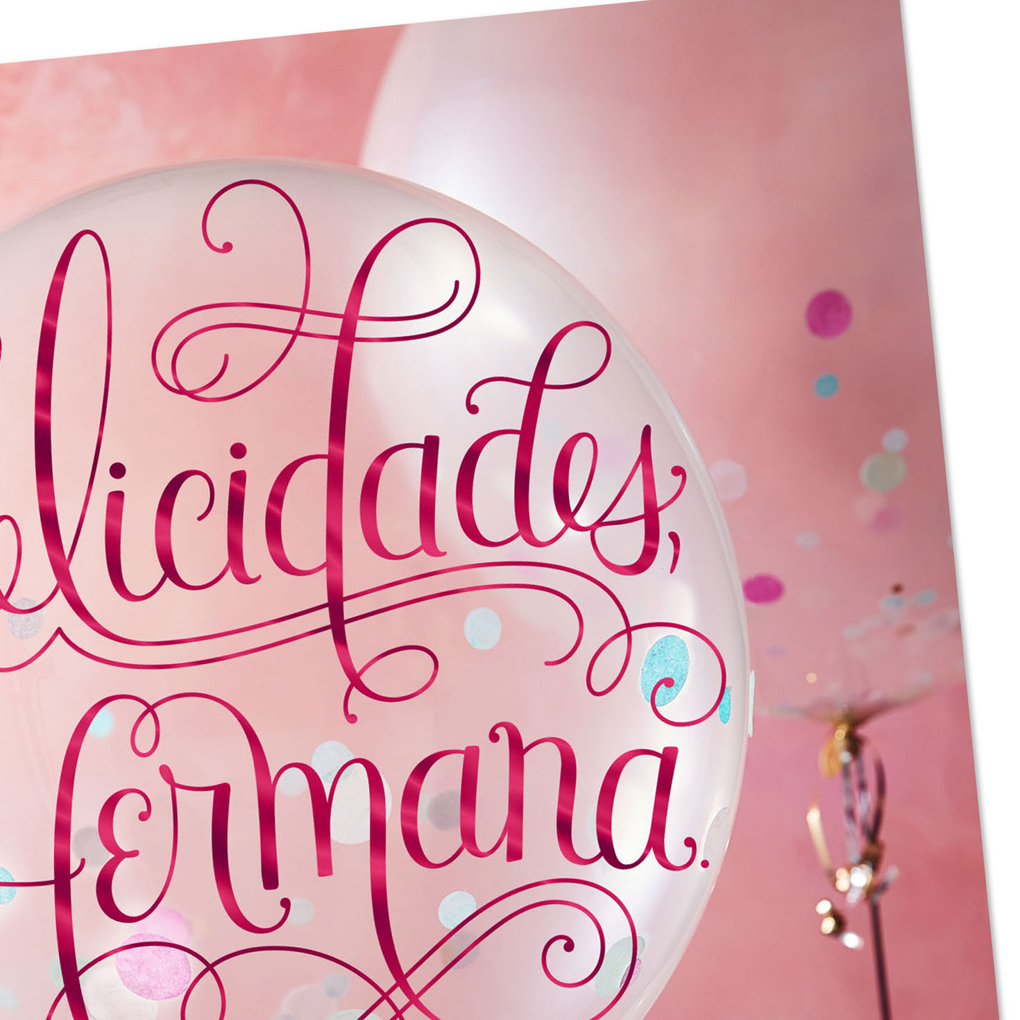 Clear Balloons With Confetti Birthday Card for Sister in Spanish Card Front Detail image number 4