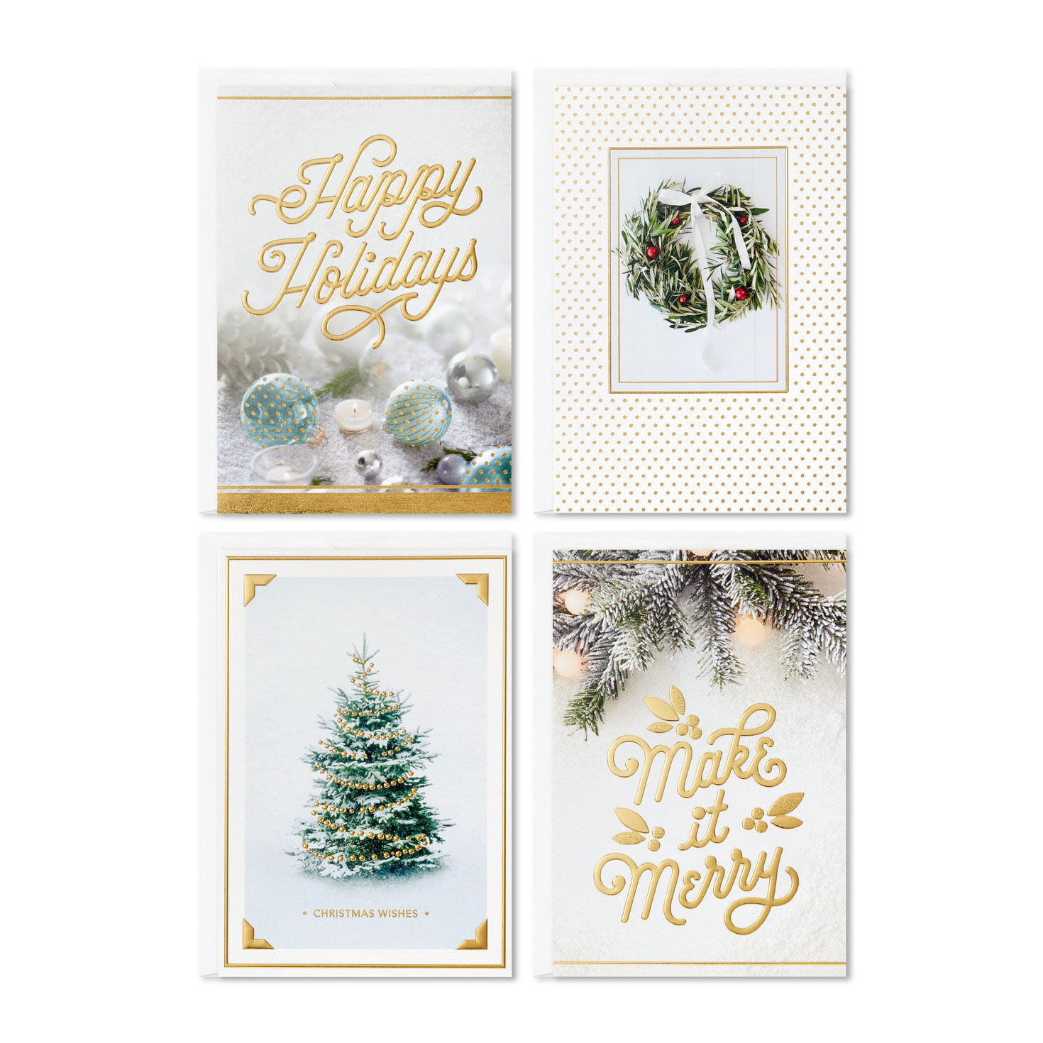 White and Gold Boxed Christmas Card Bulk Pack card fronts image number 2