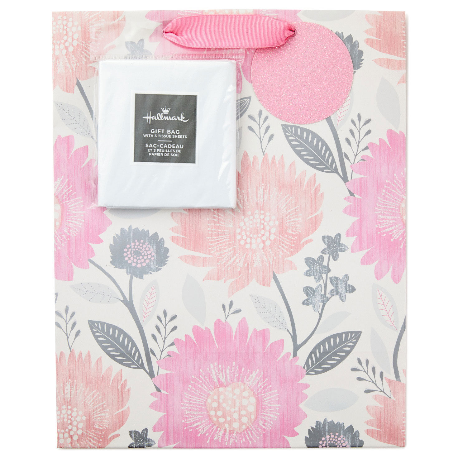 13" Pink and Peach Floral Large Gift Bag With Tissue Paper for only USD 7.99 | Hallmark
