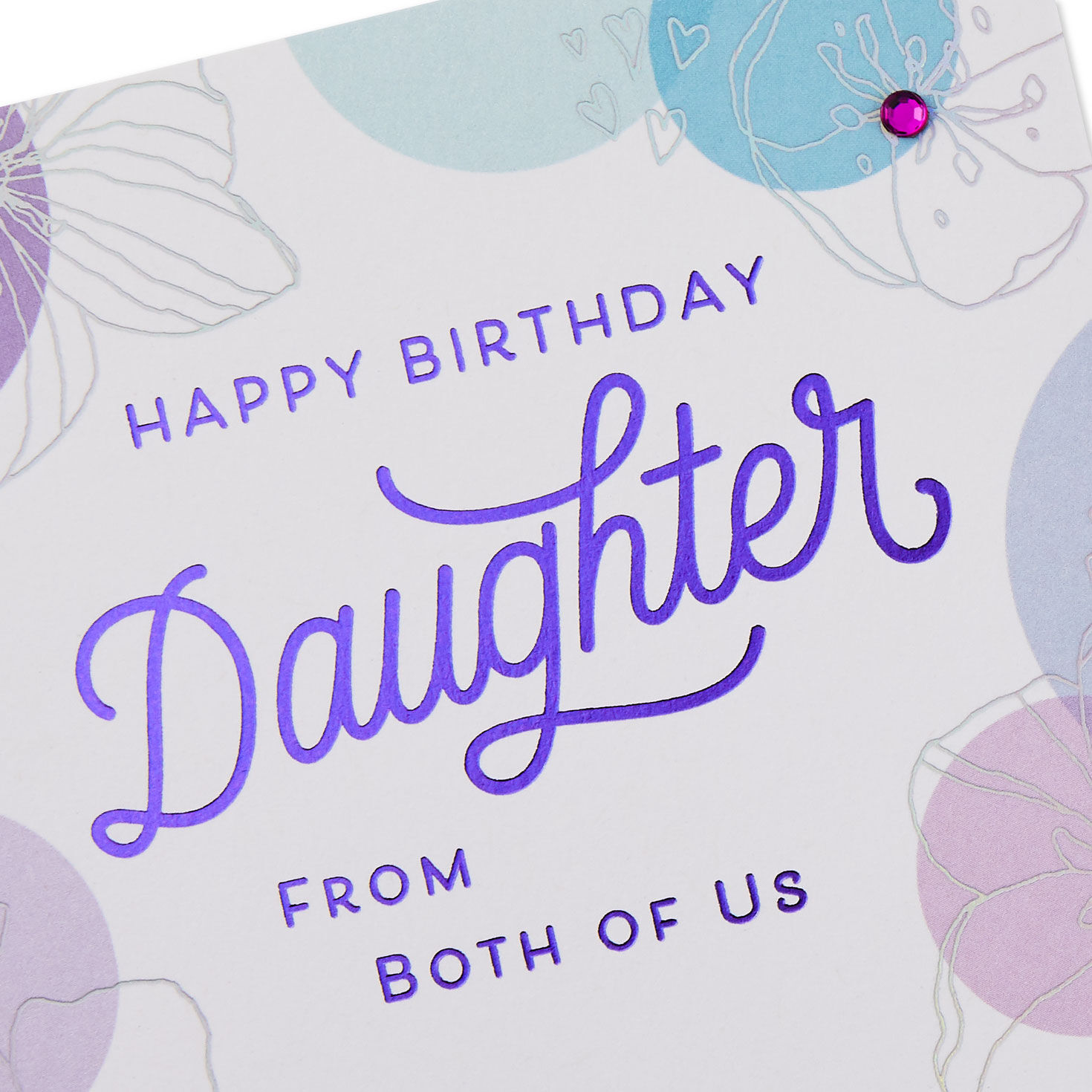 Purple Circles and Flowers Birthday Card From Both Card Front Detail image number 5