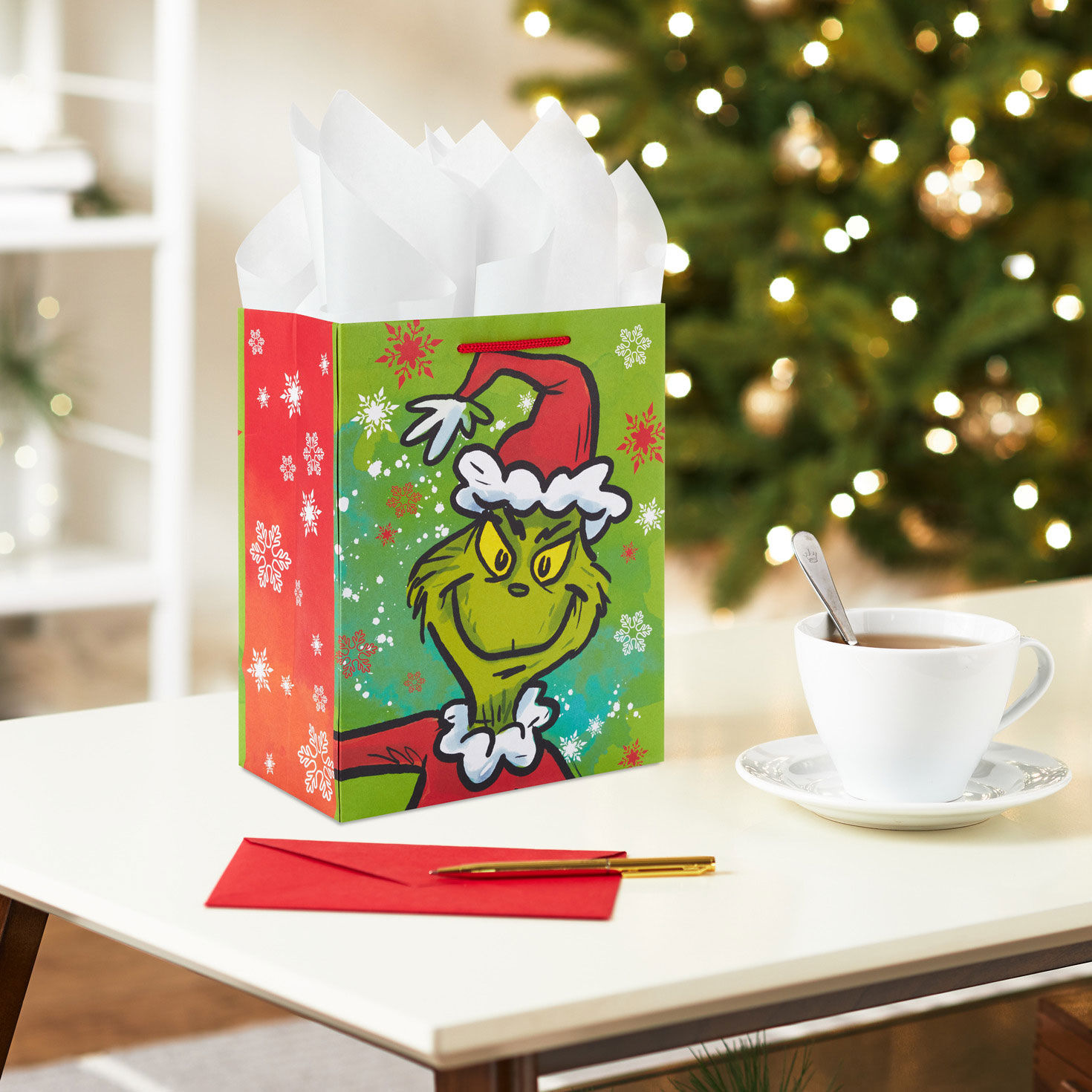 9.6 Dr. Seuss s How the Grinch Stole Christmas Grinch in Santa Suit Medium Gift Bag Gift Bags Hallmark