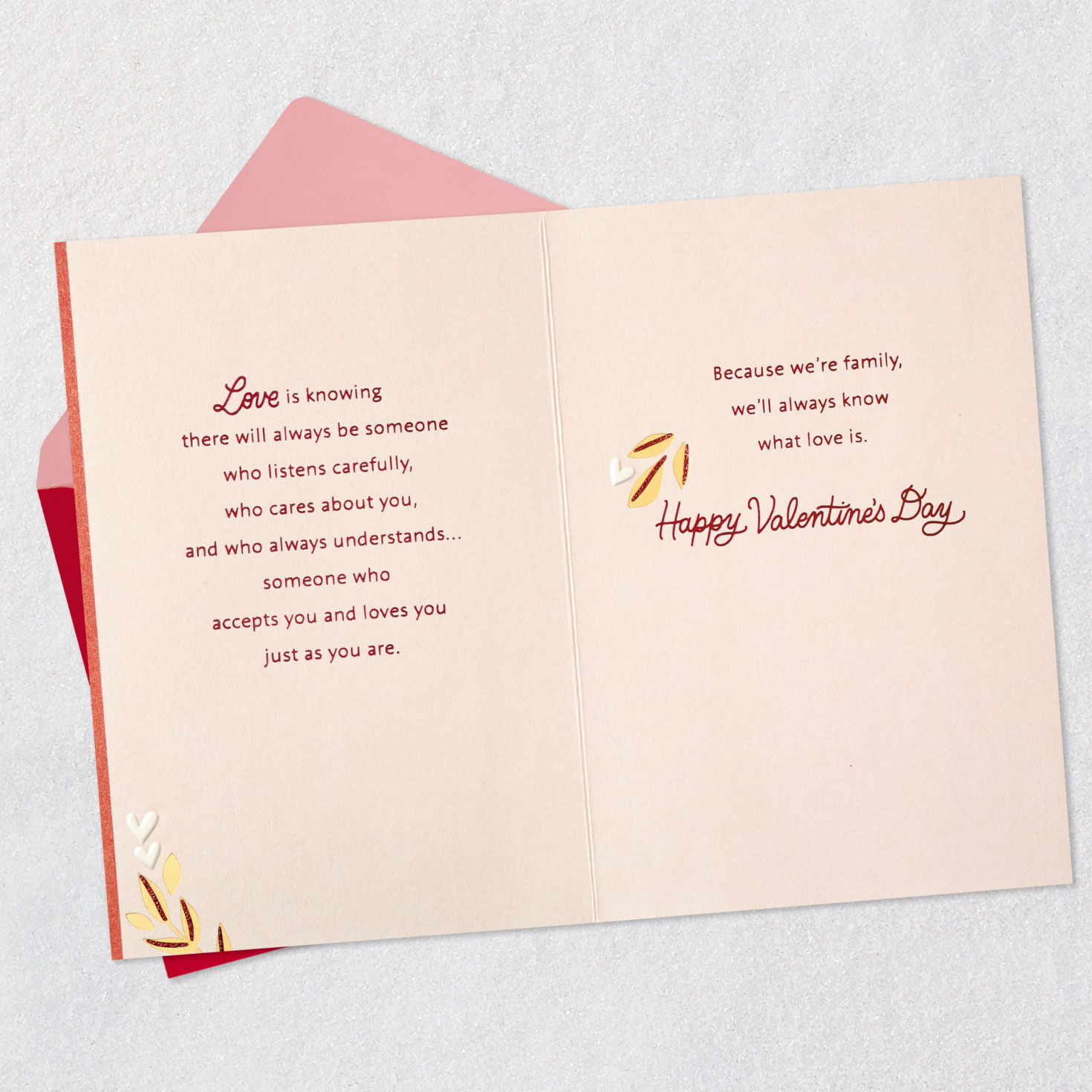 Letters and Flowers Valentine's Day Card for Family Open card with envelope image number 4