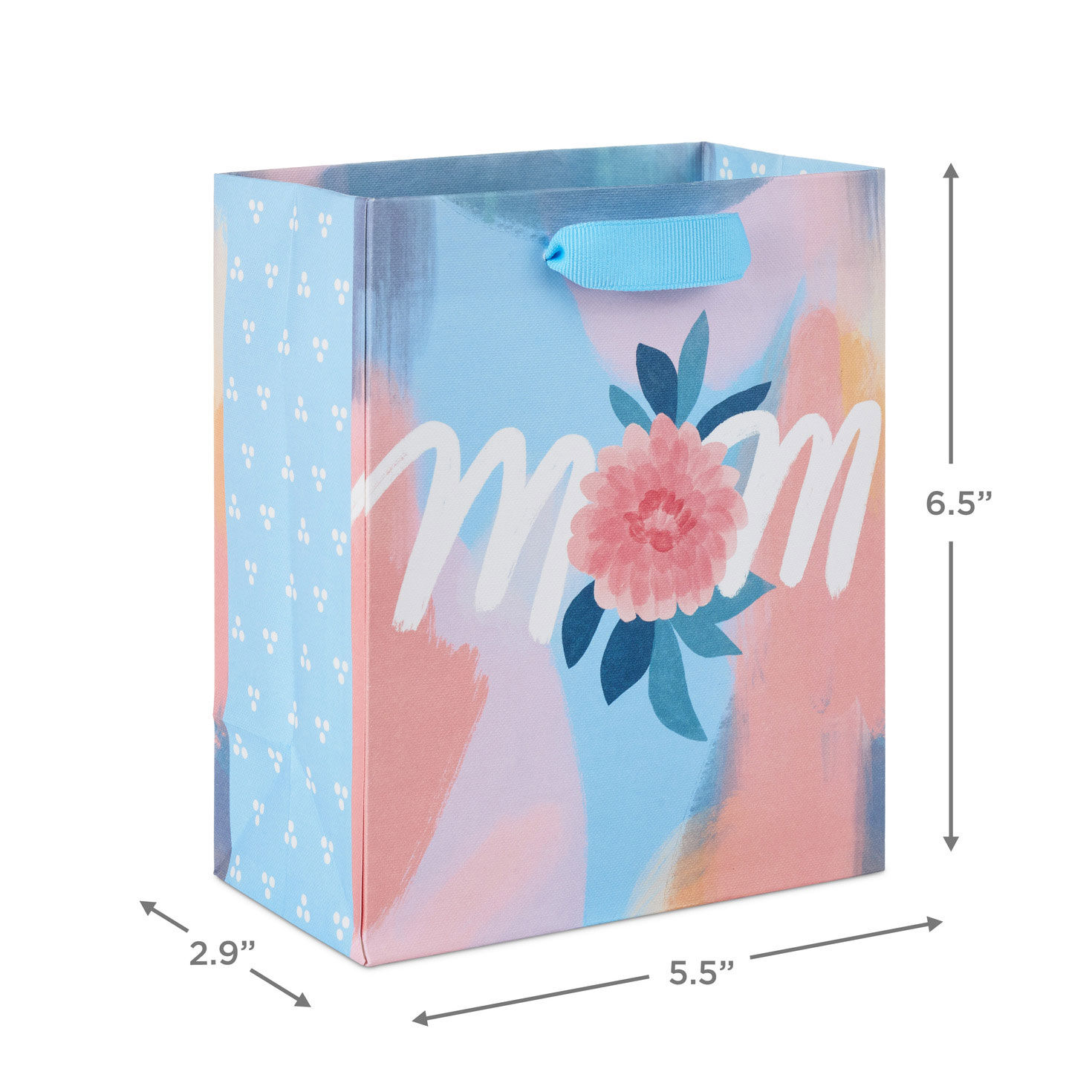 Pastel Brushstrokes Small Gift Bag for Mom Measurement image number 3