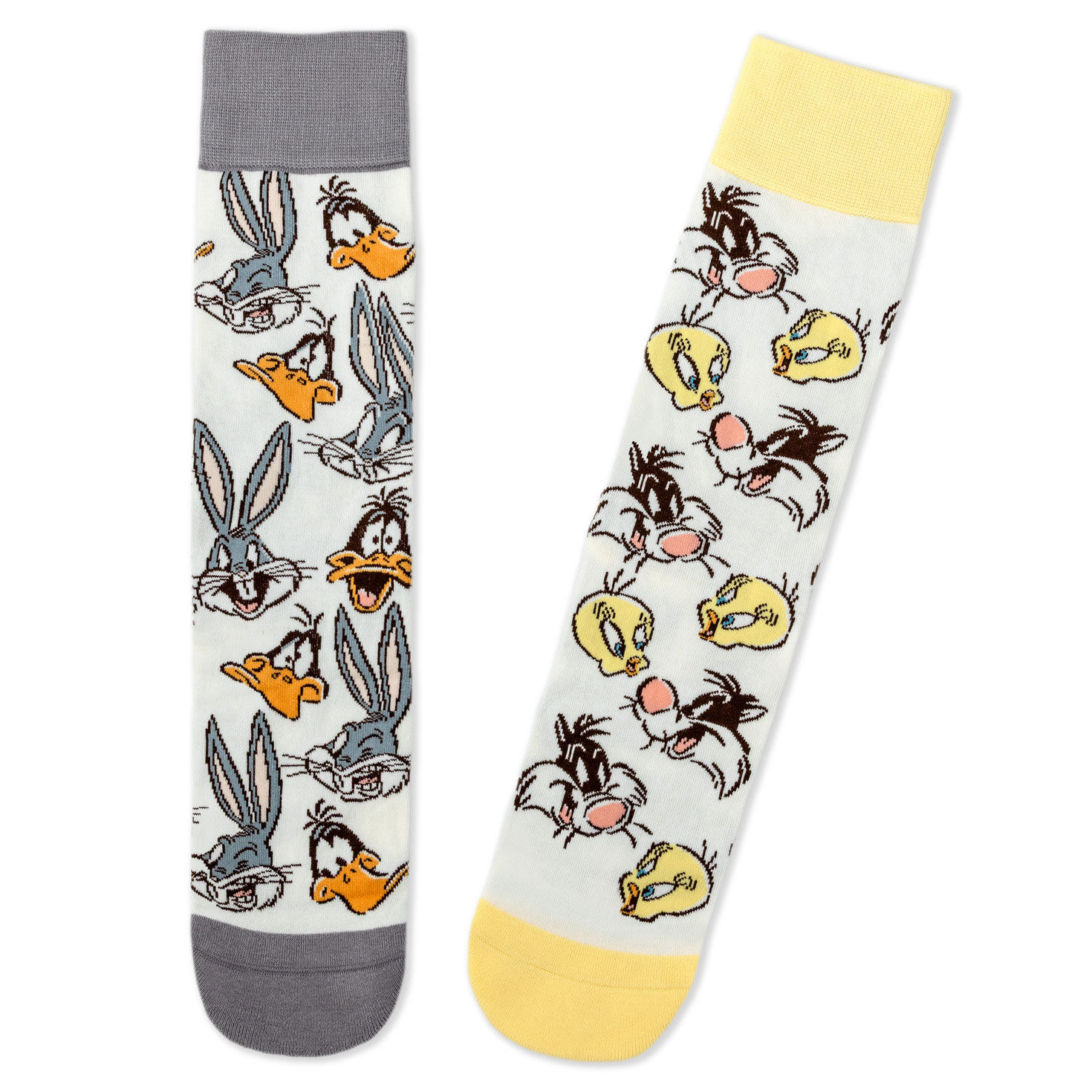 Looney Tunes™ Cartoon Faces Mismatched Novelty Crew Socks
