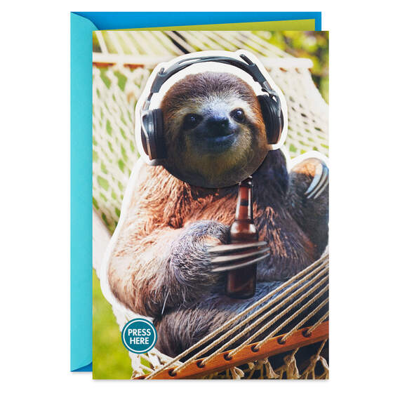 Relax Beer Sloth Funny Musical Father's Day Card With Motion