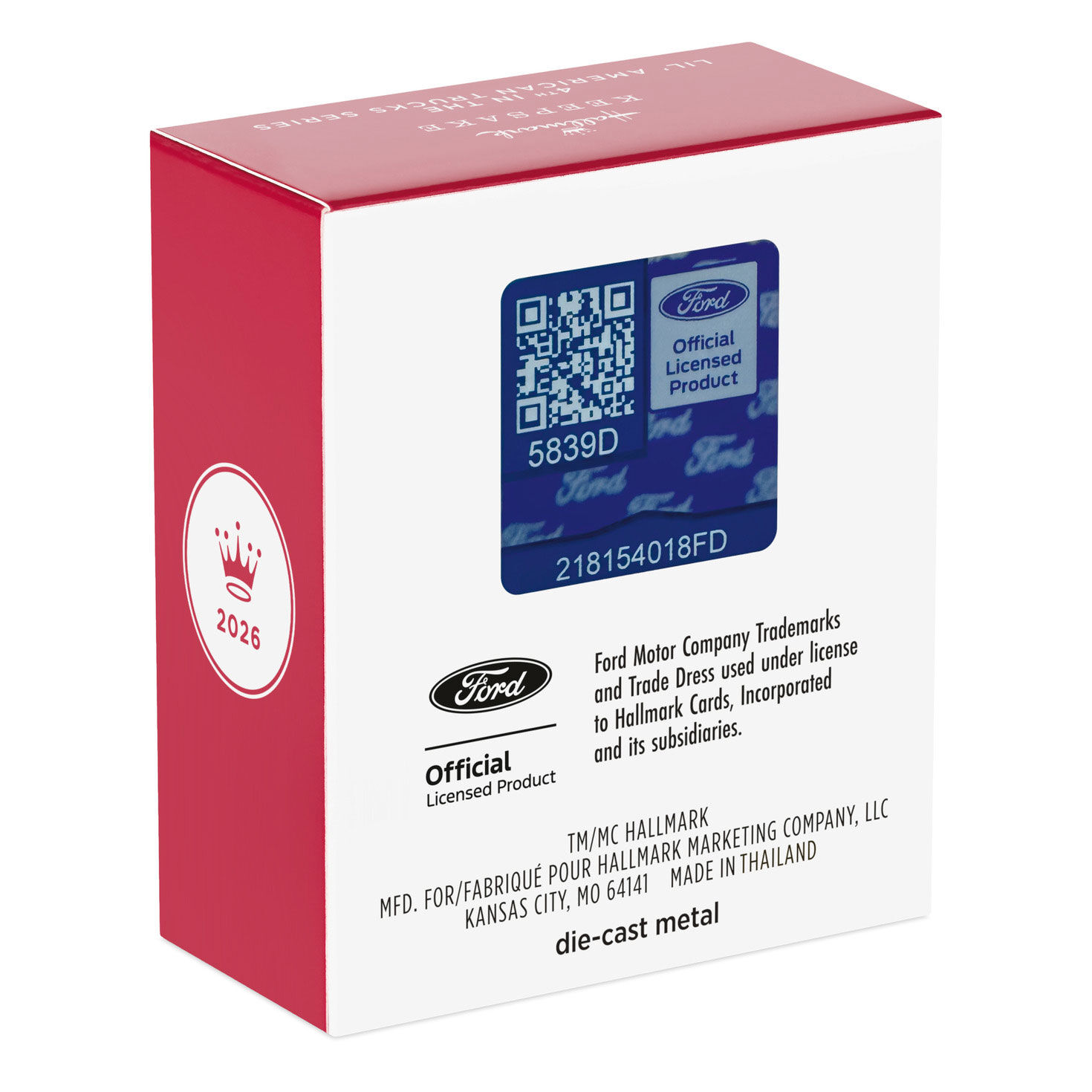 Red White Ford Truck Keepsake Ornament Package Back image number 8