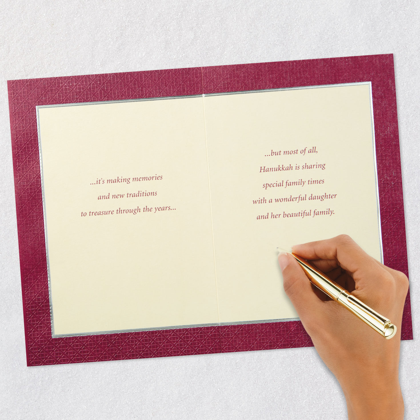 Geometric Border Hanukkah Card for Daughter and Family signing card image number 7