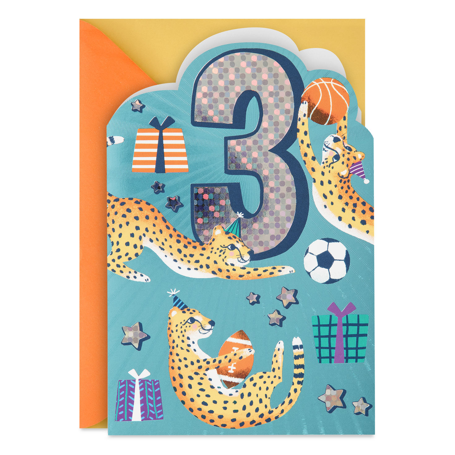 Yippee, You're 3 Sporty Cheetahs 3rd Birthday Card