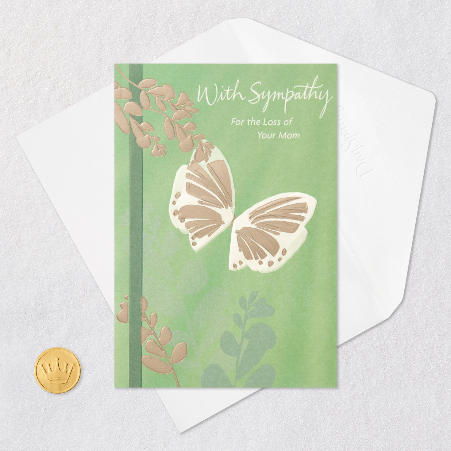 Leaves & Butterfly Religious Sympathy Card Loss of Mom  image number 7
