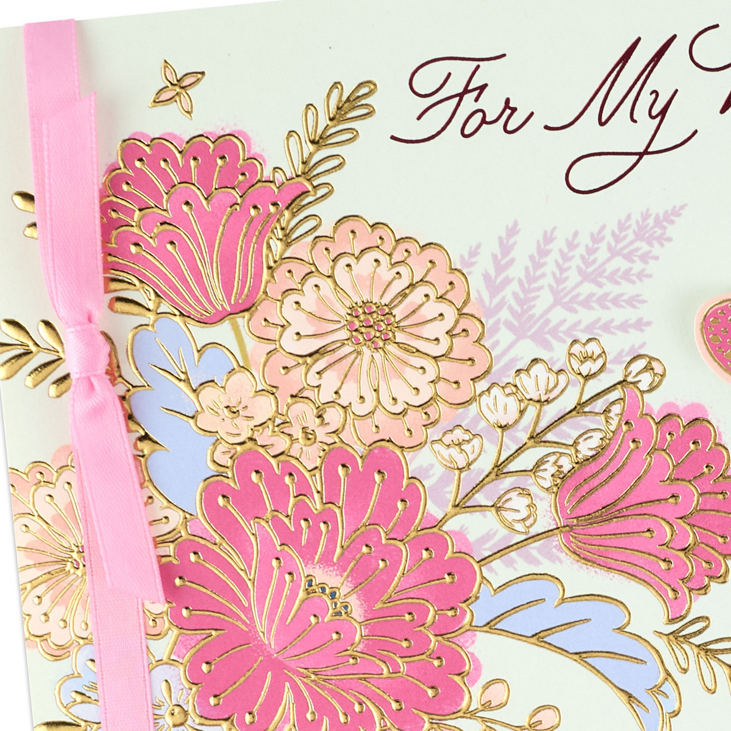 Pink and Peach Flowers with Butterfly Mother's Day Card Card Front Detail image number 5