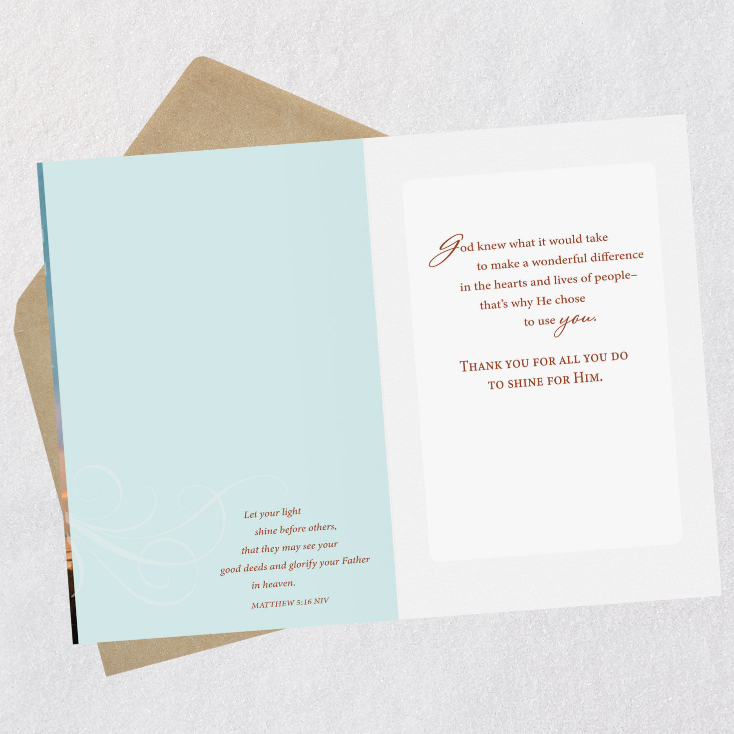 Lighthouse Religious Clergy Appreciation Card Open card with envelope image number 4