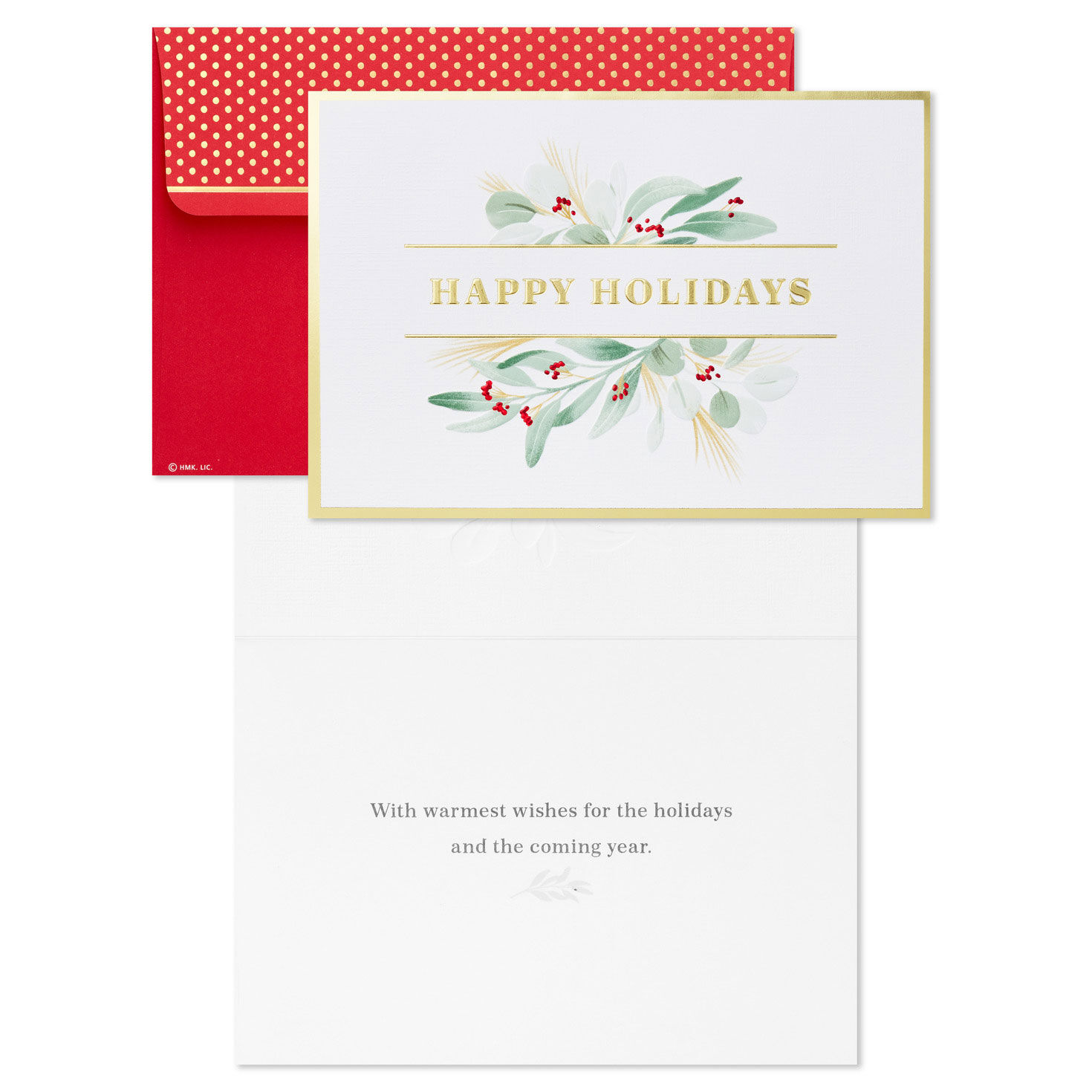 Elegant Greenery Boughs Boxed Christmas Cards Card Front with Sentiment image number 3