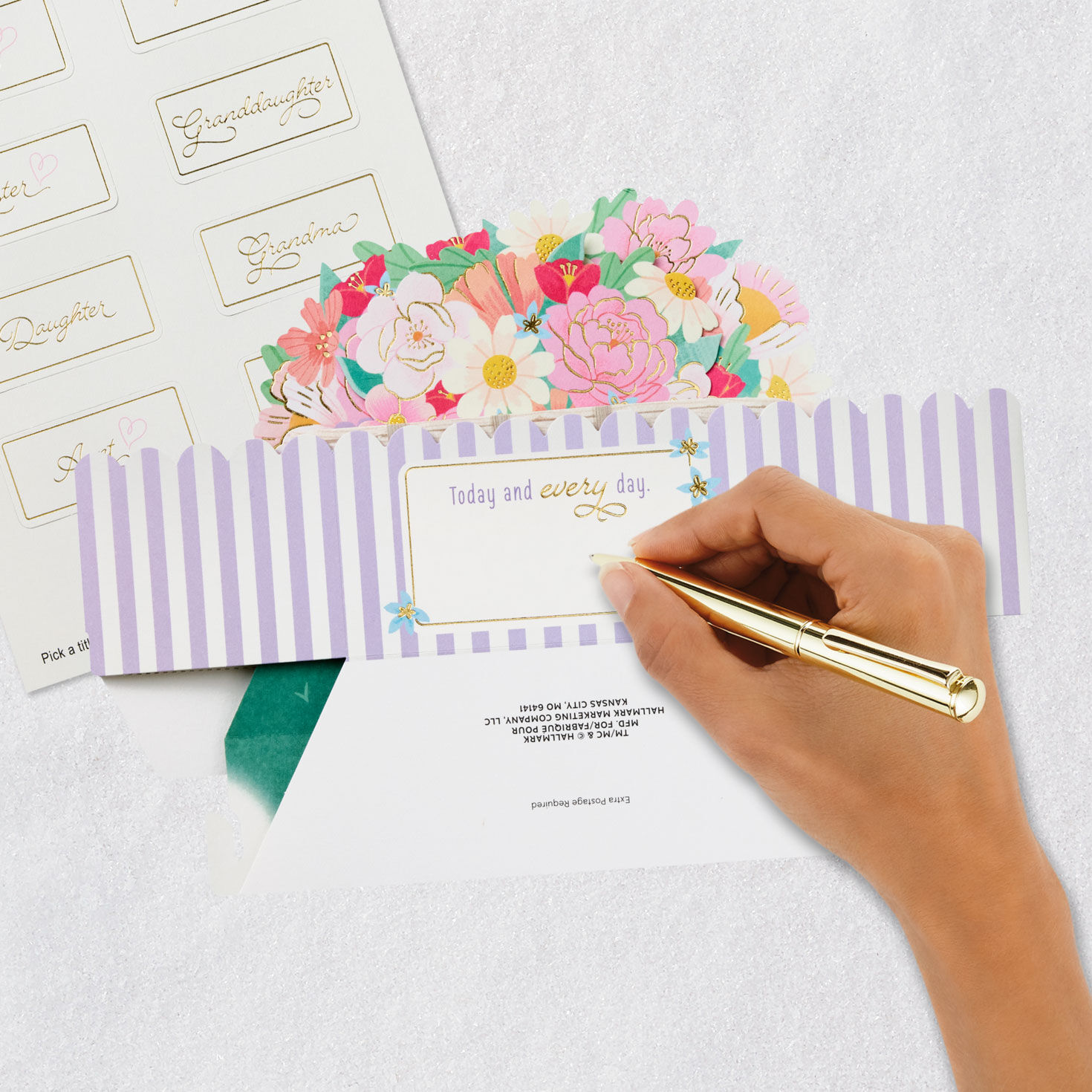 Wheeled Cart With Flowers 3D Pop-Up Mother's Day Card signing card image number 8