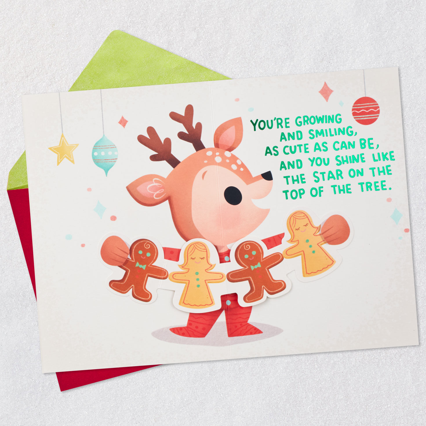 Love and Joy Pop-Up Baby's First Christmas Card for Grandson, , large image number 3