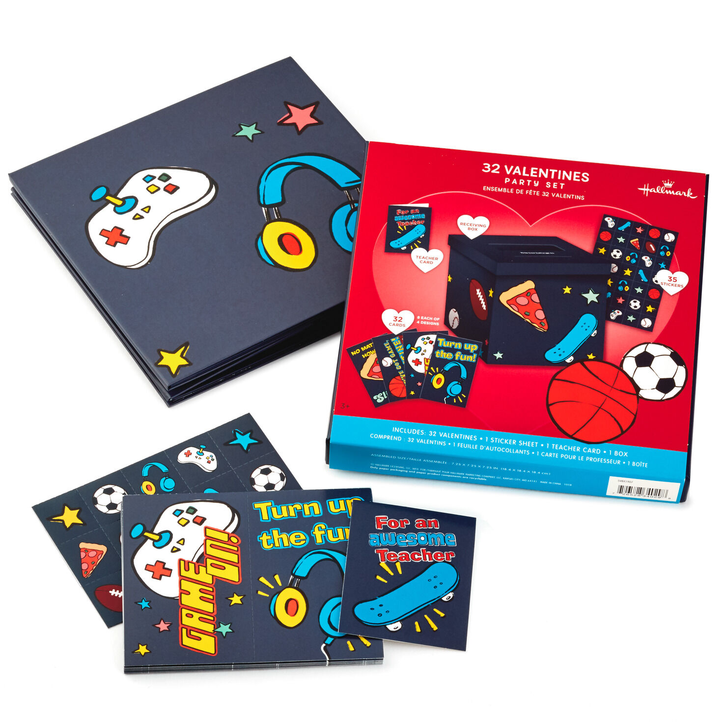 Games and Sports Kids With Cards, Stickers and Mailbox Classroom Valentines Set, , large image number 6