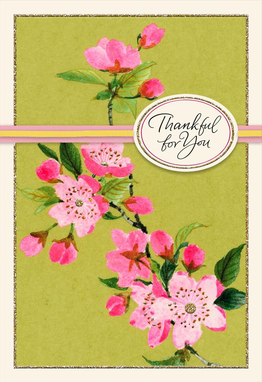 Pink Flowers Thinking of You Card