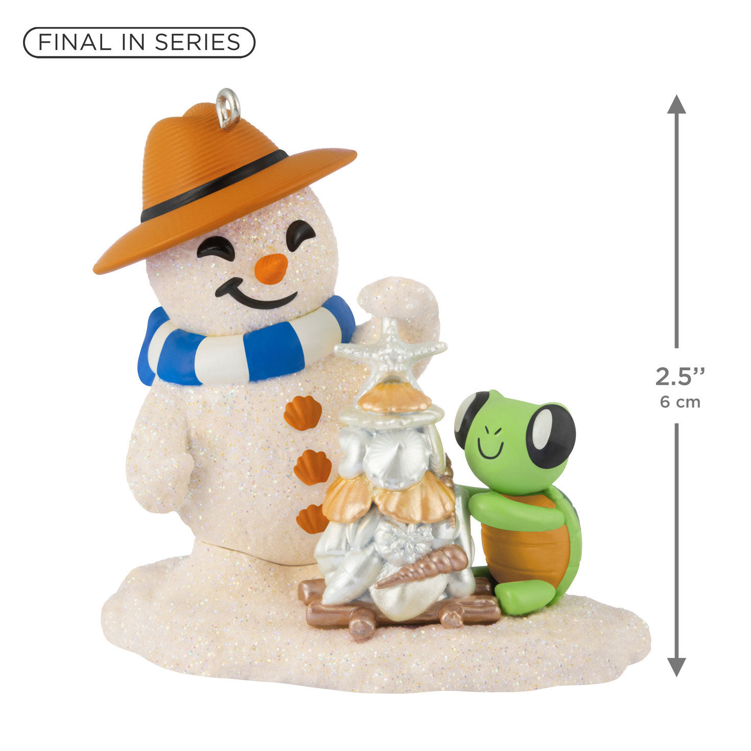 Sand Snowman Turtle Shell Tree Keepsake Ornament measurement image number 3