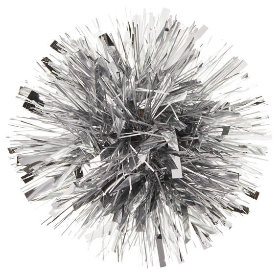 5" Silver Metallic Pom-Pom Gift Bow, , large image number 1