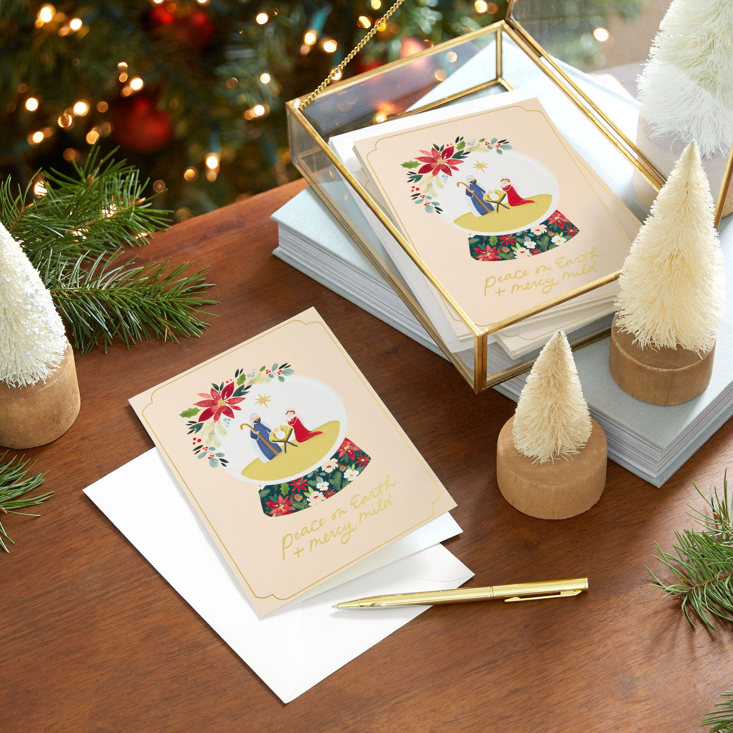 Snow Globe DaySpring Religious Christmas Cards in use image number 8