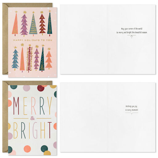Pale Pinks and Gold Boxed Christmas Cards Assortment, Pack of 16, 