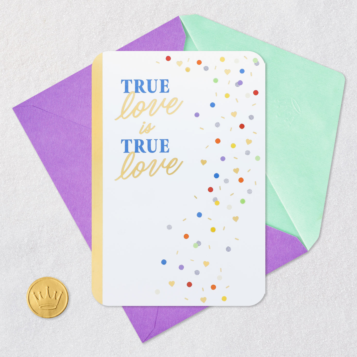 True Love Confetti Anniversary Card Card Front with Envelope and Gold Seal image number 5